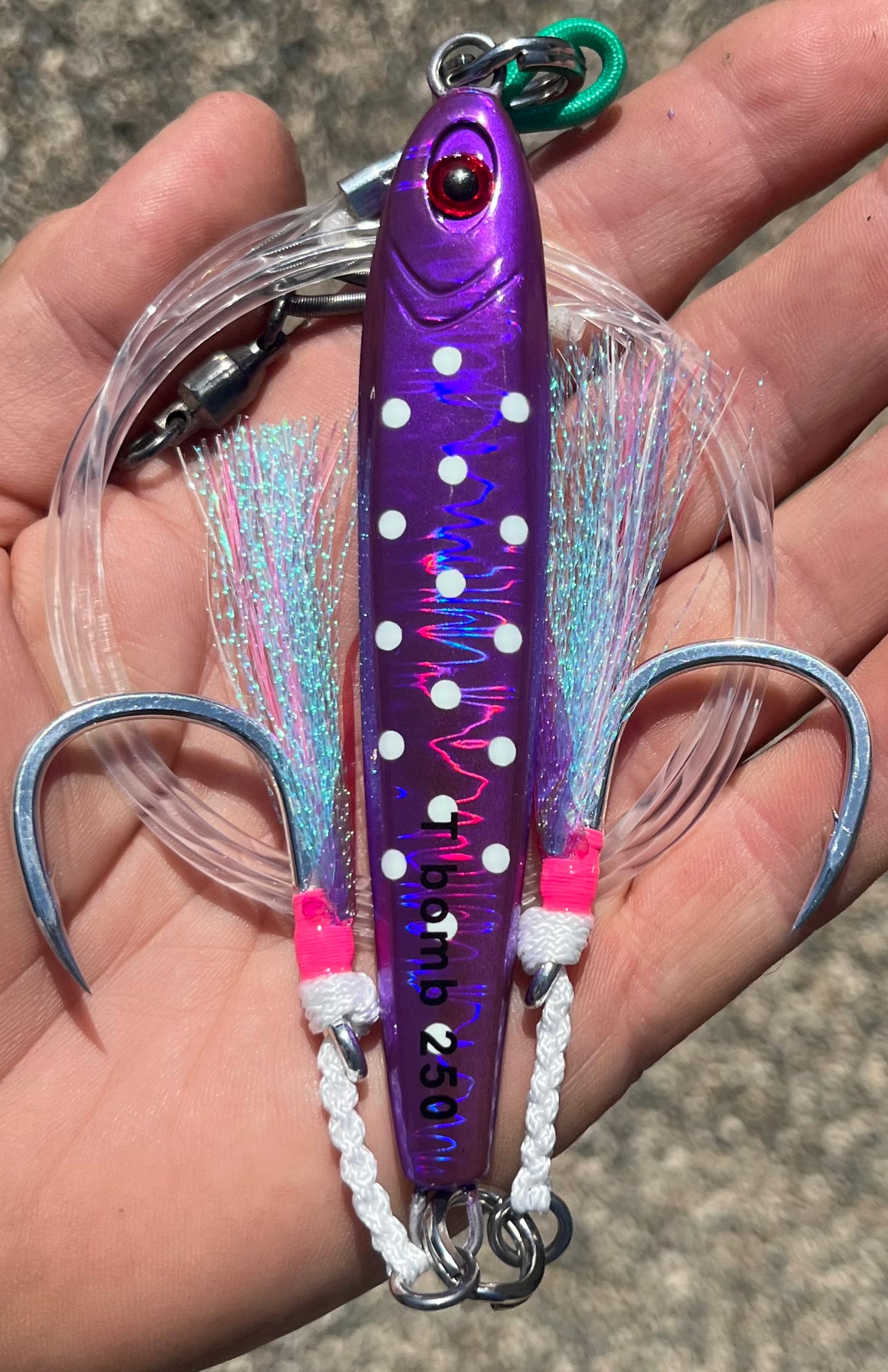 250 Gram Purple Polkadot Tungsten Bomb  With Glow Dots