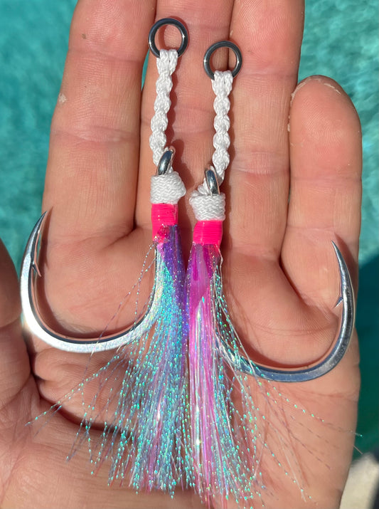 11/0 Assist Hooks –   Pink Blue Flash